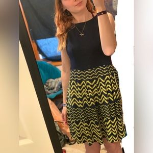 Xhilaration medium blue and yellow dress